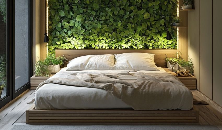 Bedroom Artificial Grass Headboard Wall 
