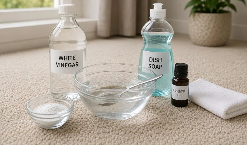 Prepare safe carpet cleaning solution using gentle ingredients
