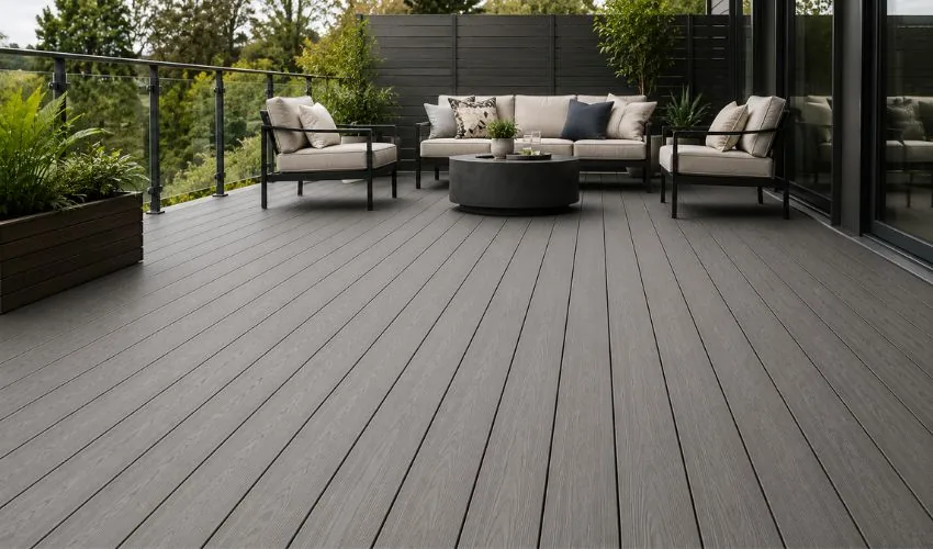 Recycled plastic composite flooring 