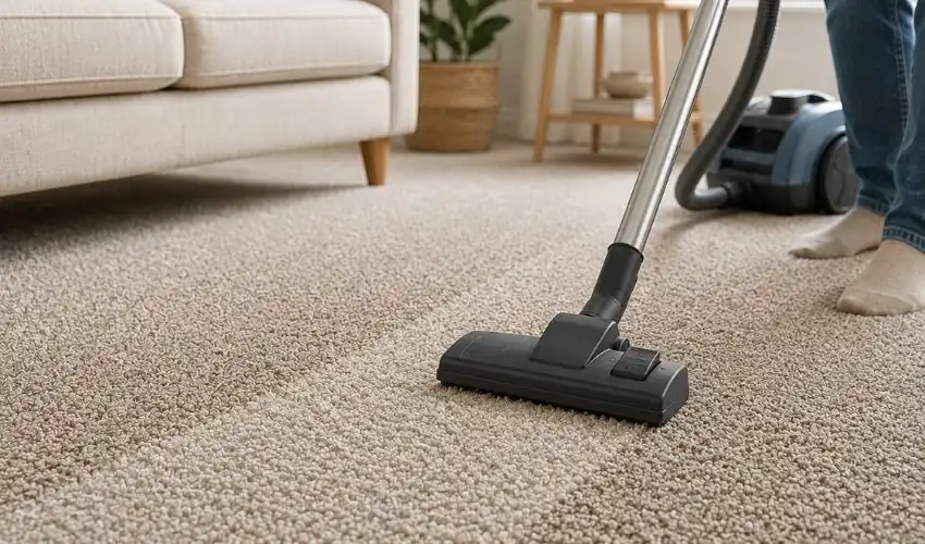 Vacuum carpets to restore soft healthy carpet fibers