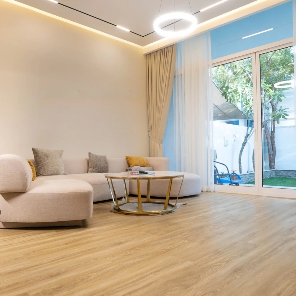 Sleek flooring with a modern, luxurious touch.