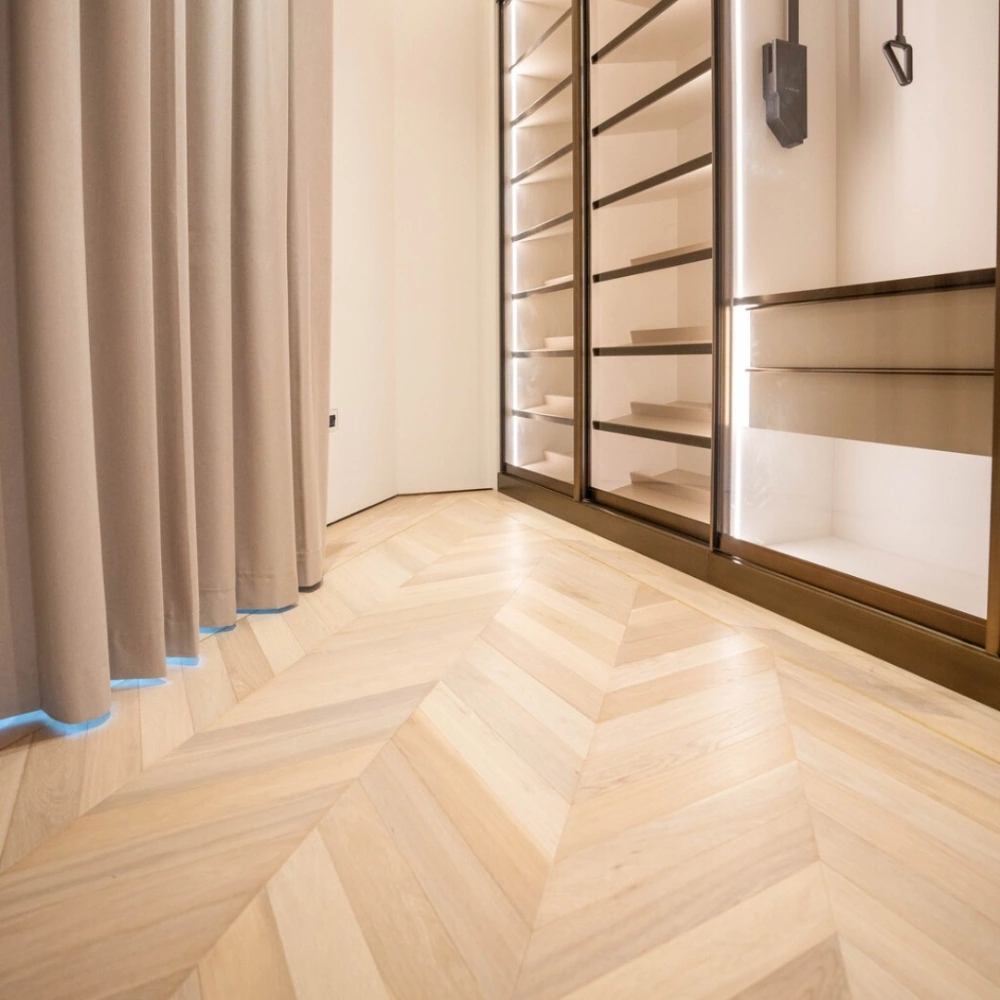 Textured flooring creating a premium ambiance.