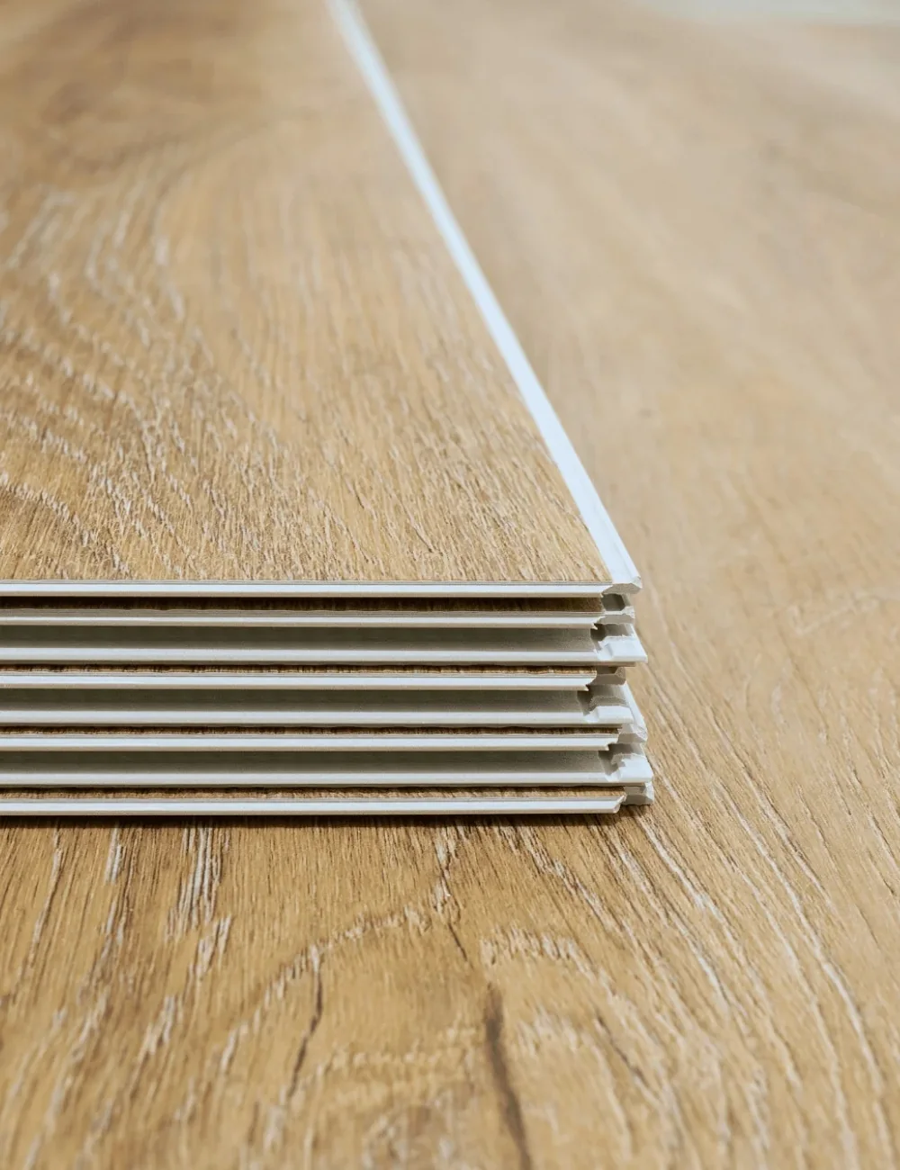 Easy-to-install vinyl click-lock flooring.