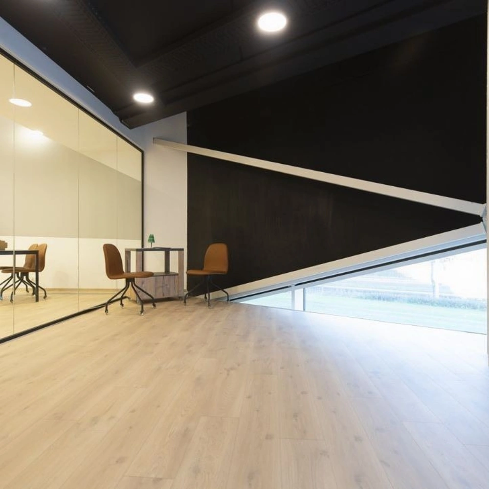 Water-resistant vinyl flooring for easy maintenance.