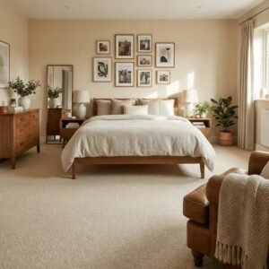 Warm Beige Saxony Deep Pile Carpet