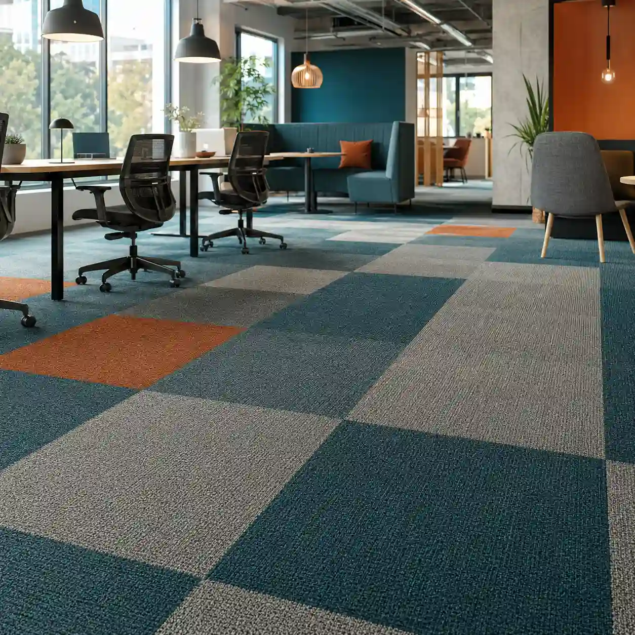 Commercial carpet tile flooring inside an executive conference room