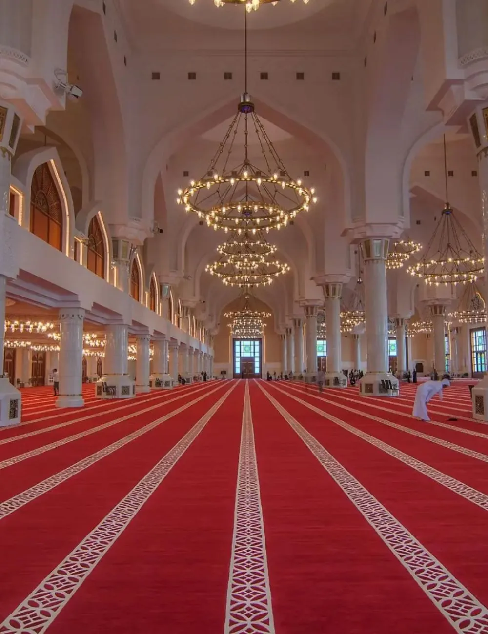Premium plain mosque carpet installation in Dubai