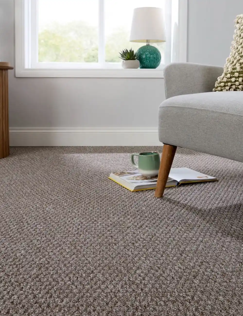 Durable loop pile wall to wall carpet flooring