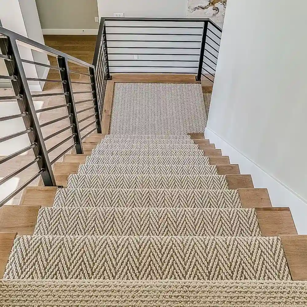 Stair carpet installation on marble stairs Dubai