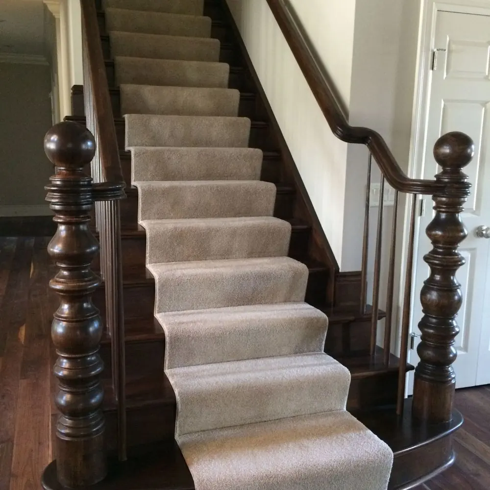 Stair carpet installation in Dubai office building