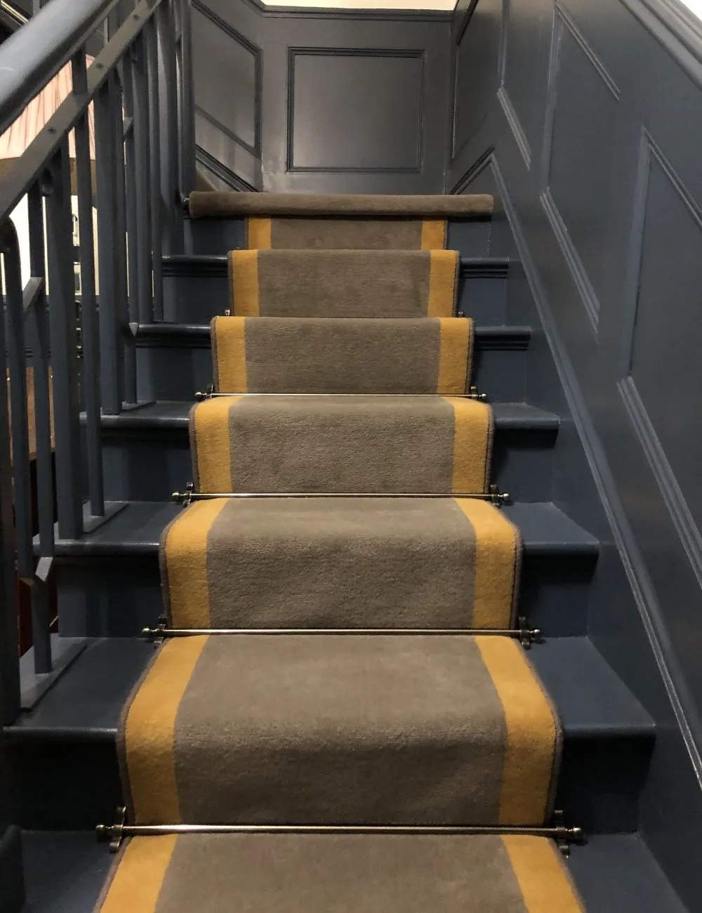 Velvet stair carpet installation in Dubai villas