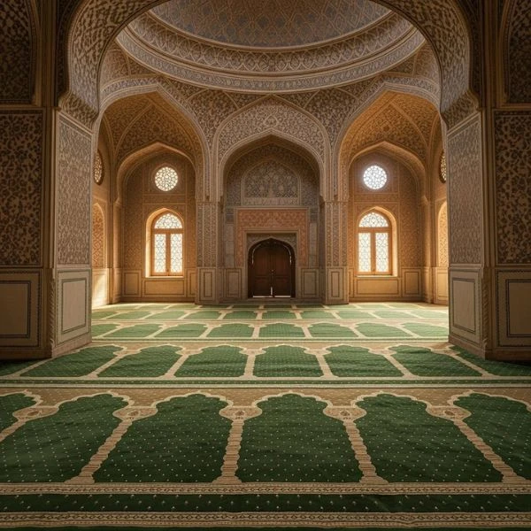 Premium green mosque carpet gallery options Dubai