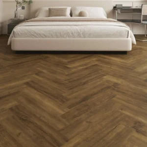 Dark Brown Oak Herringbone Vinyl Flooring