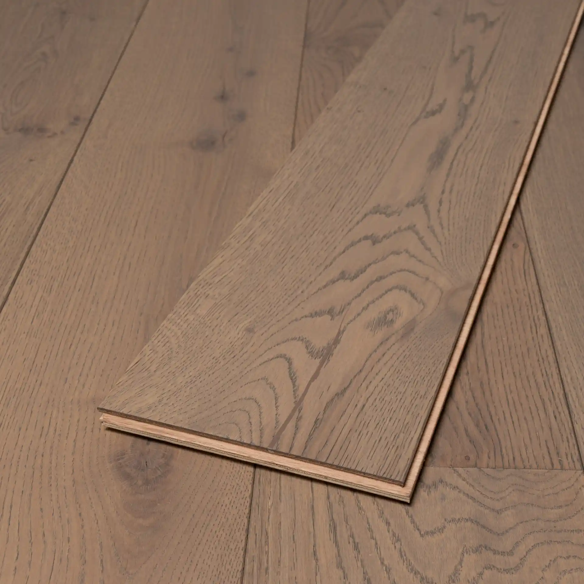 Dove Grey Stained Wide Oak Plank Engineered Floor