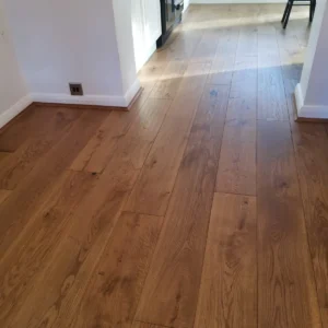 Golden Handscraped wide oak plank engineered floor
