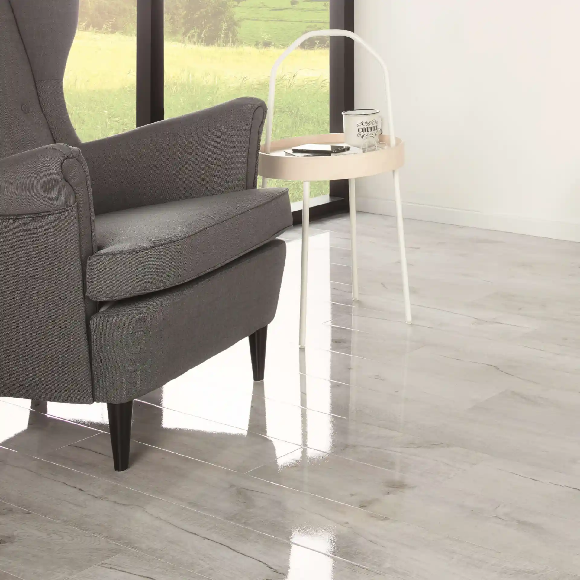 High Gloss Grey Oak 8mm Laminate Flooring