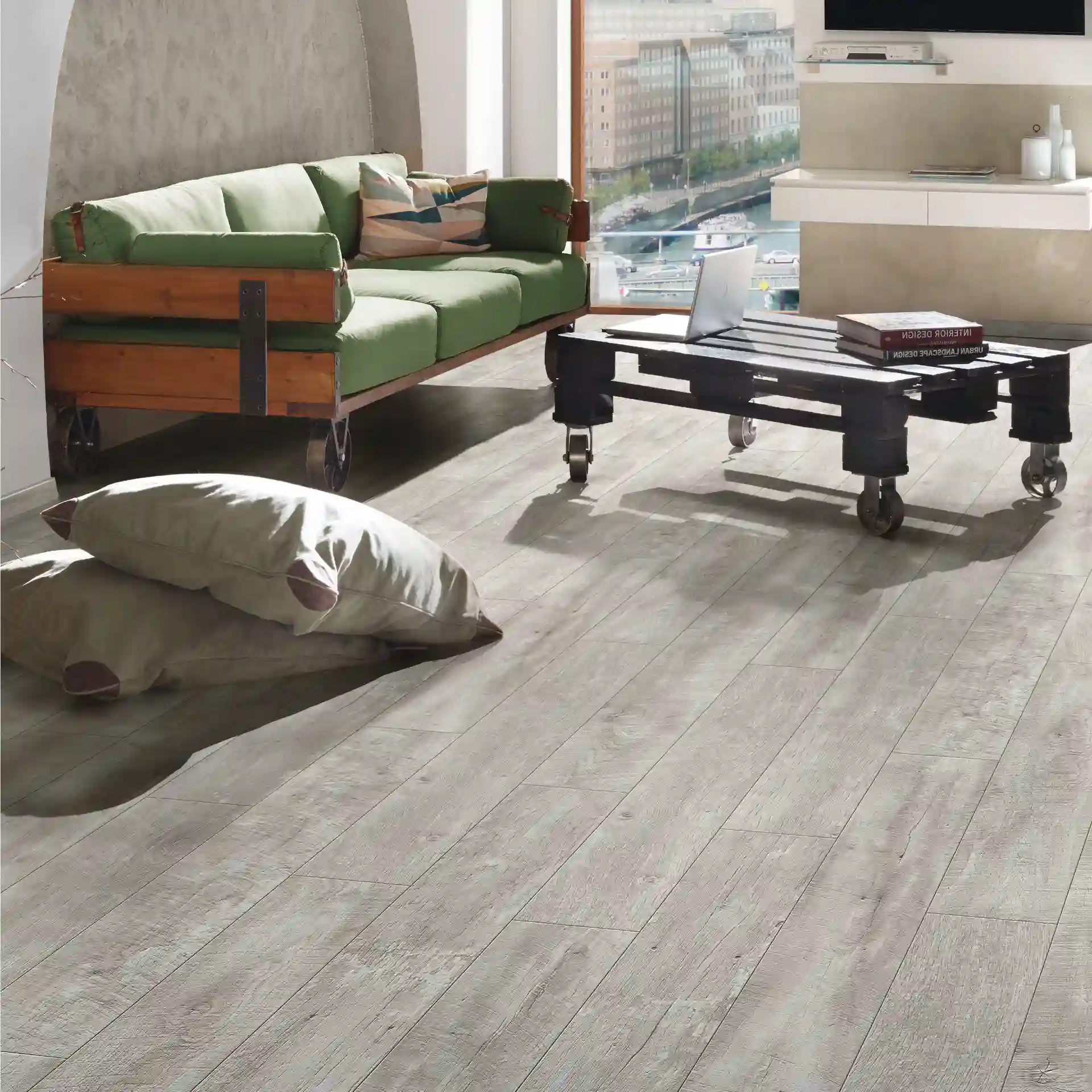Salerno Light Grey Oak 8mm Laminate Flooring