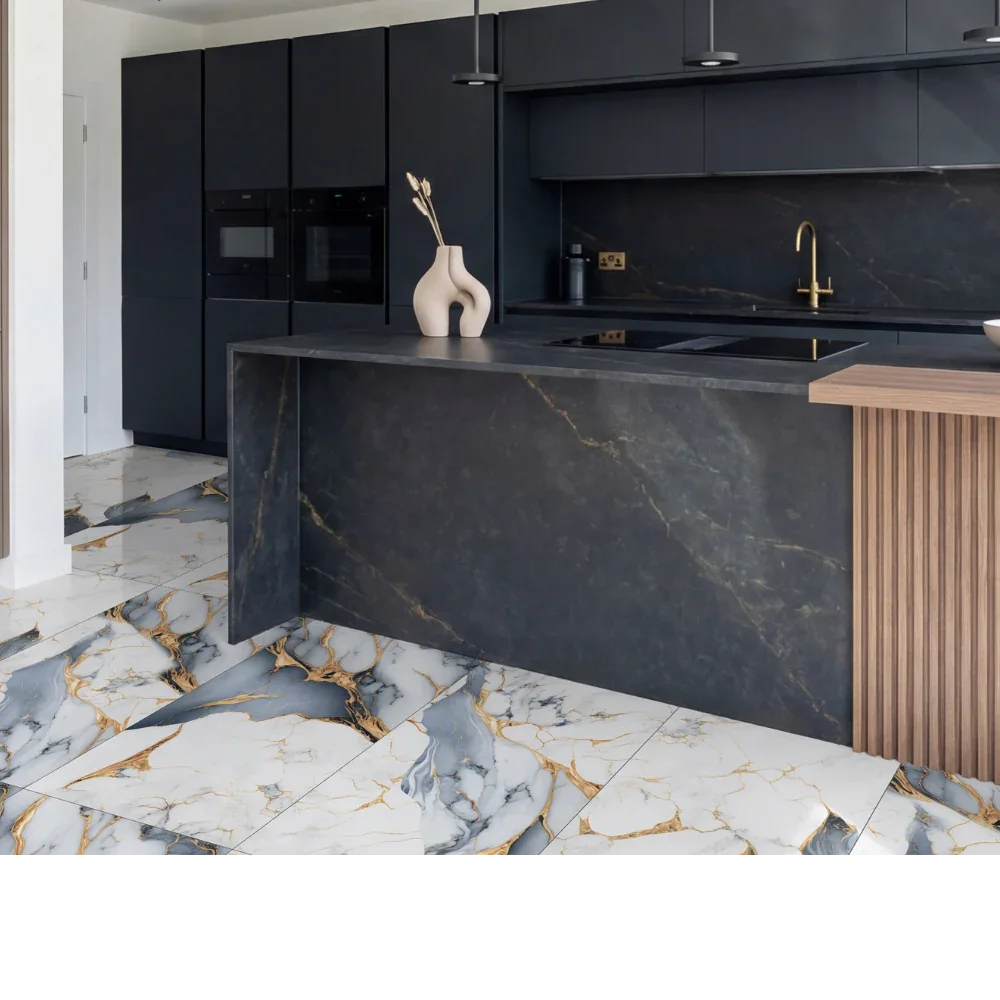 Atomos Blue Gloss 60x120cm Porcelain Floor Tiles