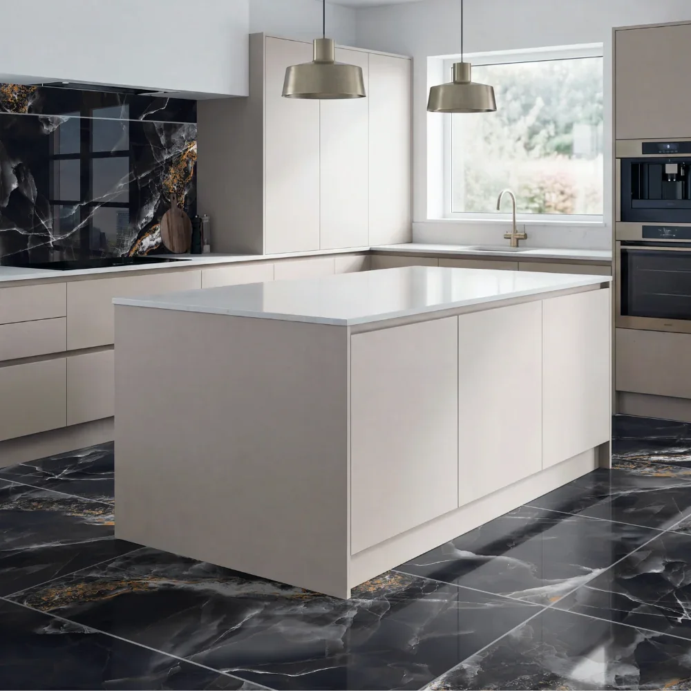 Midas Black High Gloss Porcelain 60x120cm Floor Tiles